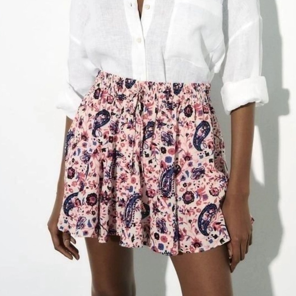 Zaraz floral elastic waist mini skirt size S